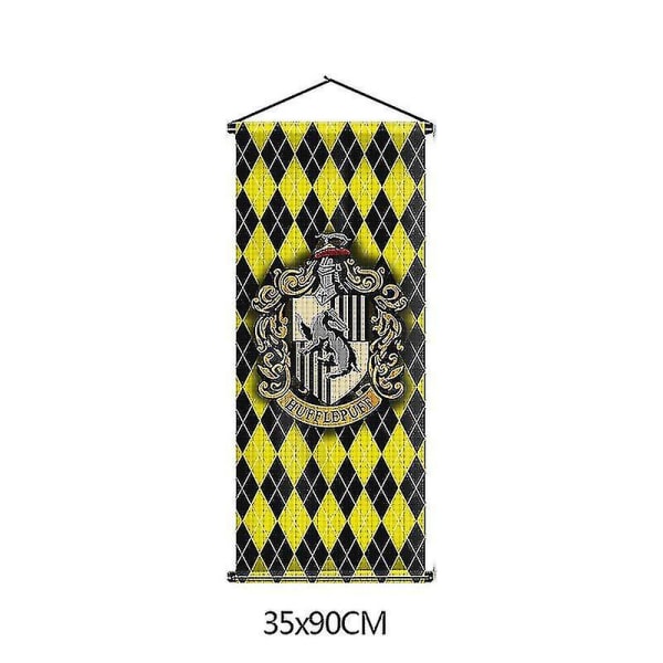 Harry Potter Fan Pläd hängande flagga Hogwarts skola för häxkonst och trolldom Flagga Gobeläng inomhus scen Dekorativ hängande flagga Hufflepuff 35*90cm