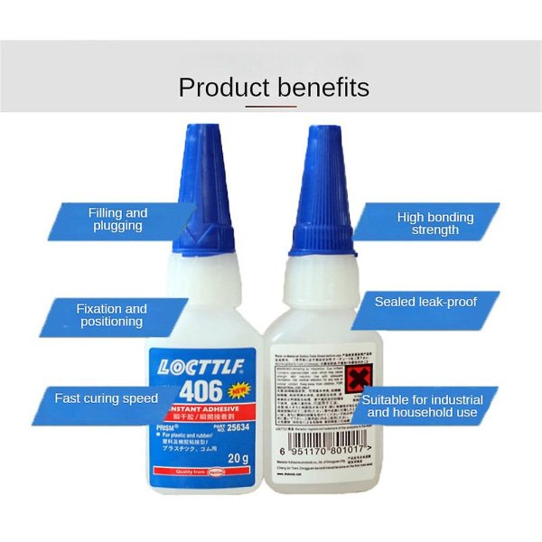 4st Nytt Loctite 406 20 Gm snabblim för plast och gummi Henkel