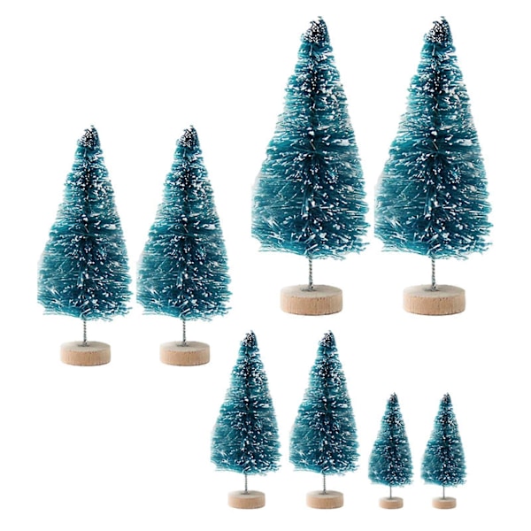 8 st Skrivbordsminiatyrer Tall Mini Konstgjord Julgran för Julfest Blue