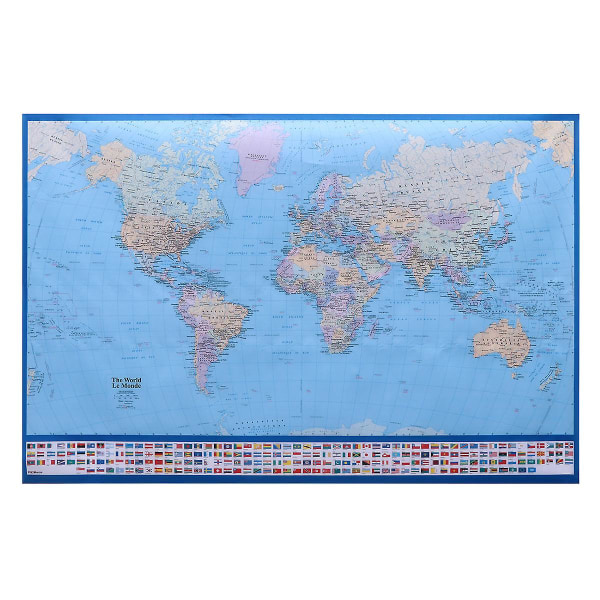 Giant världskarta affisch Dekorativ karta över världen väggmålning- 23,6 X 35,4 - Full laminering för hemmakontor skola