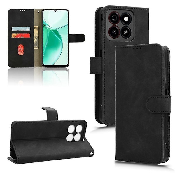 ZTE Blade A35 / A55 Nahkakotelo, ihoa myötäilevä, pudotussuojaava lompakkokotelo - Vihreä Multicolor Black