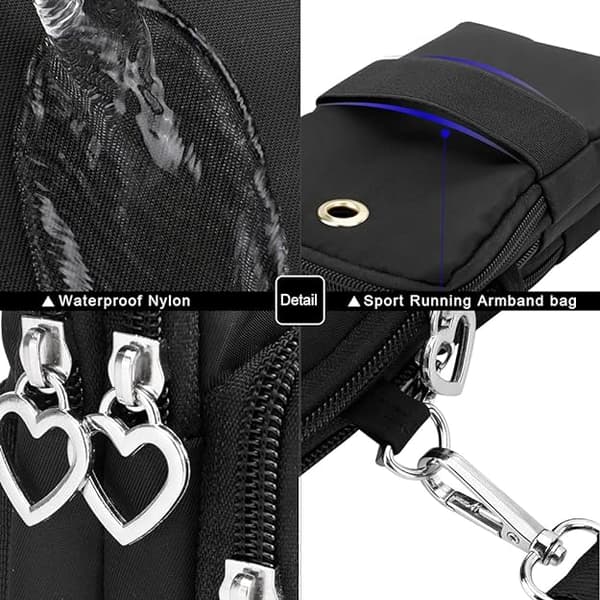 Crossbody mobiltelefon pung tasker, sort