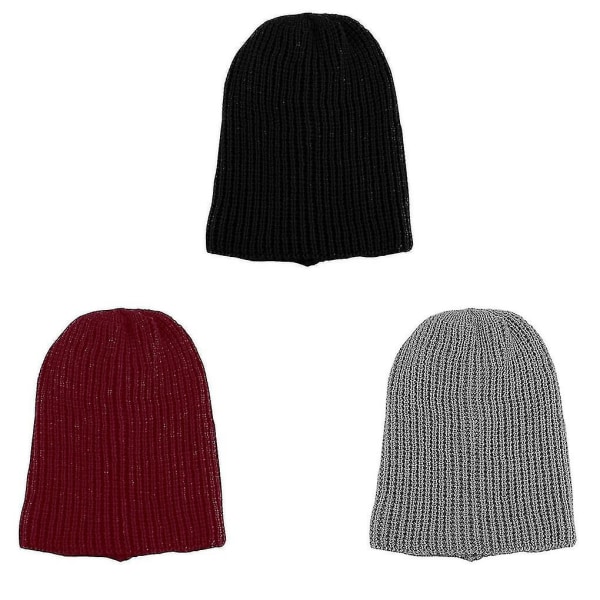 Oversized Män Stickad Beanie Hat Baggy Long Slouchy Winter Warm Skull Cap