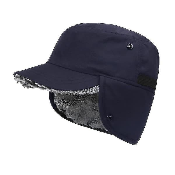 Vintervarm Øreklapper Hat med Spids Kasket Basecap Trapper Vandafvisende Unisex Dark Gray