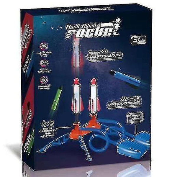 2023-rakettleketøy, 3 raketter og fotpumpe rakettkaster for barn, luftdrevet hopperakett, utendørs leketøy for gutter