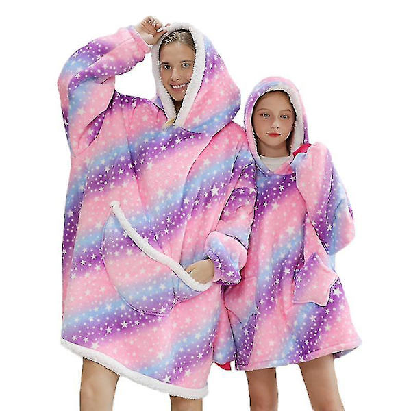 Talvinen Sherpa-peitto, pehmoinen fleece, perheen yhteensopiva huppari, tyttöjen collegepaita, avokado-kotiasu Purple star MenSize