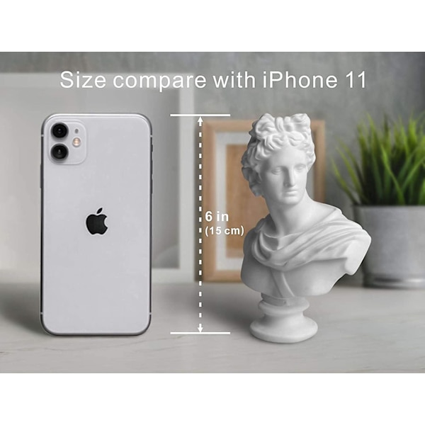 15 cm Apollo Statue Gresk og Romersk Mytologi Gud Klassisk Replika Hode Byste Skulptur Figur Hjem Dekorasjon Bordplate Skap Samling Tegne Skisse Apollo