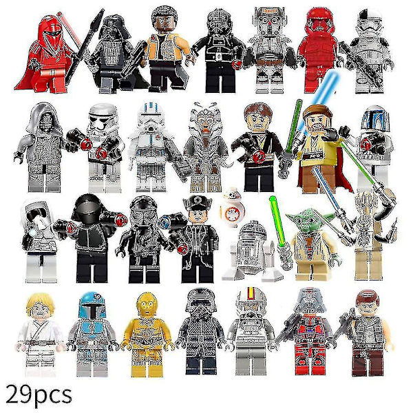 29 st Star Wars-serie monterade byggklossar minifigur Luke Darth Vader Jedi Master Set Actionfigurleksaker
