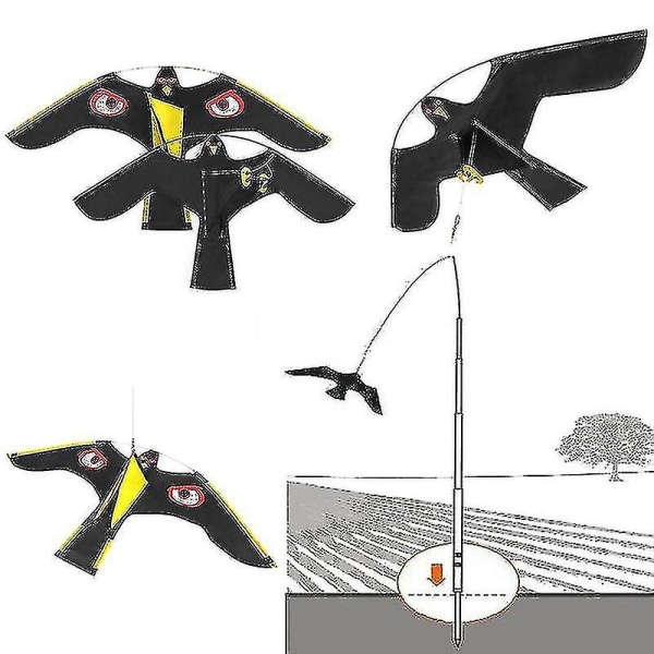 Fågelskrämmare Repeller Flying Hawk Drake För Trädgård Fågelskrämma Yard Husdekoration (Endast drake, inte stolpe) 2Ya1