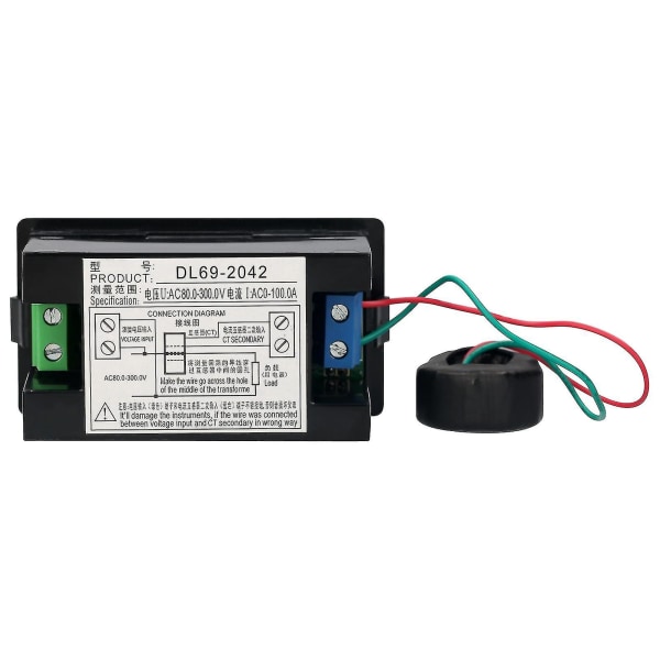 AC 80-300V 100A Digital Voltmeter Amperemeter Ampere Tester Mätare Grön Röd LED Amp Dubbel Display AC Panel Strömmätare Tester Med Strömtransformator