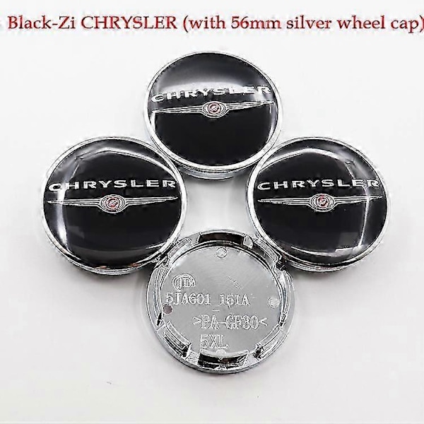 4 stk. 54mm 56mm 60mm 64mm Chrysler Bil Logo Hjul Navkapsel Felg Merke Deksel Dekal Ombygging Dekor Emblemer Klistremerke Tilbehør Y 56 Black-Zi KLSL