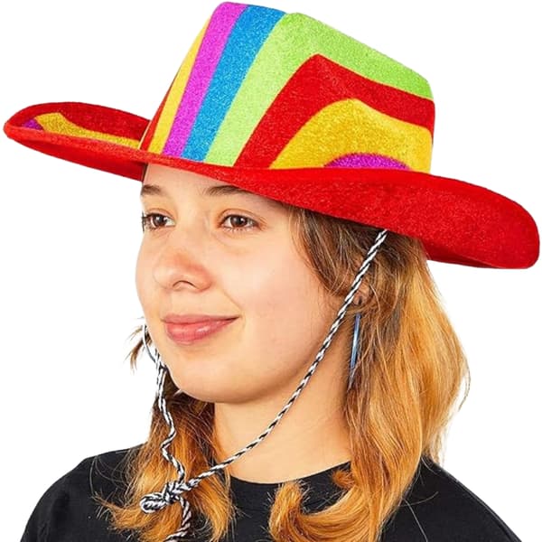 Regnbuefarget cowboyhatt for Pride-parade, kostymefest (voksen, én størrelse)