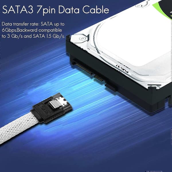 50CM SATA 3.0 III 7-pinners datakabel 6Gb/s SSD harddisk-kabel hvit White