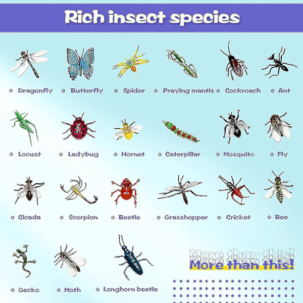 75 delar leksaksfigurer med insekter, blandade leksaksfigurer med insekter, realistiska insektsleksaker, slumpmässiga plastfigurer med insekter, leksaksfigurer med insekter med förvaringslåda för barn
