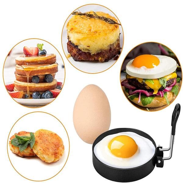 Rustfrie eggkokeringer pannekakeform for stekte egg og omeletter - 4 stykker