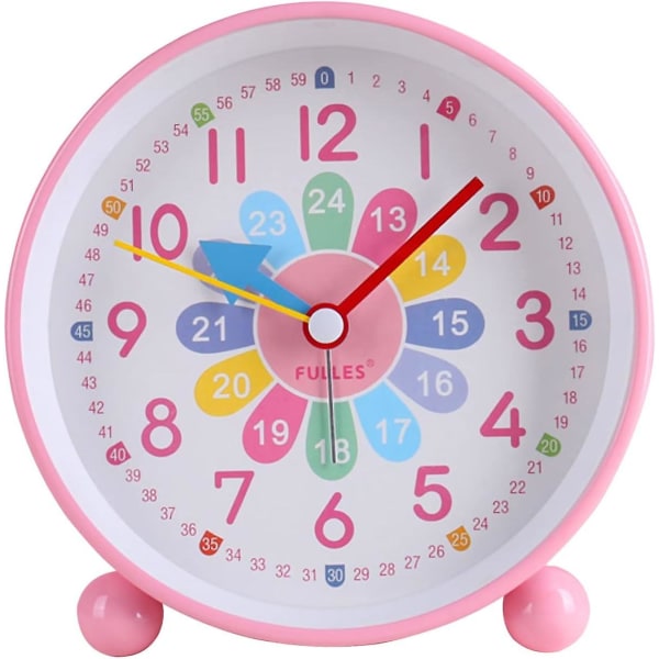 Kinderwecker Digital, Kinderwecker Ohne Ticken, Lernwecker Lernuhr Weckuhr Kinderuhr Lautloser Snooze Analog Wecker, (vaaleanpunainen)