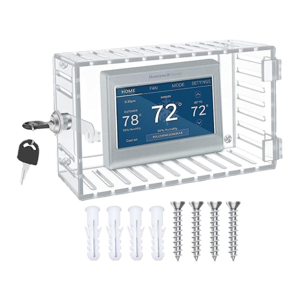 Termostatdæksel med nøglelås Gennemsigtig Enkel installation Universal termostatlåseboks Termostatbeskyttelse