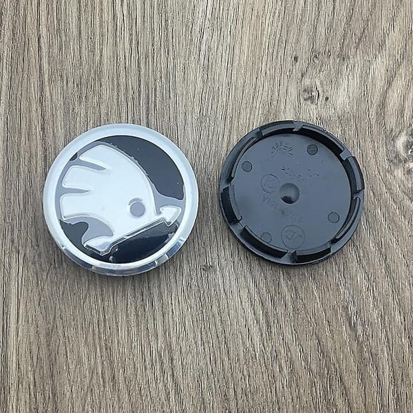 Sæt med 4 sorte hjulkapsler til Skoda 56 mm