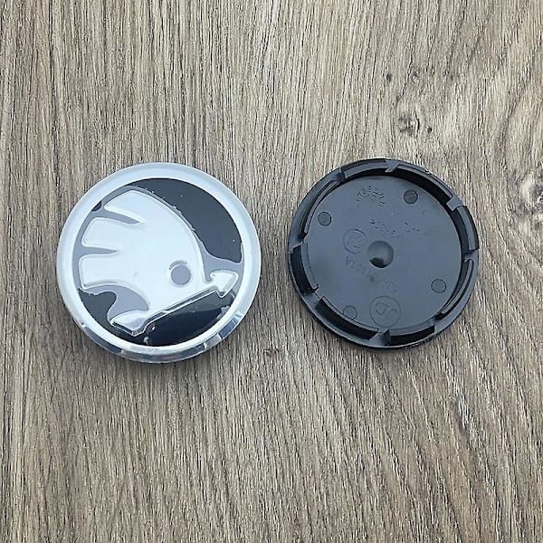 Sett med 4 Sorte Navkapsler For Skoda 56 mm