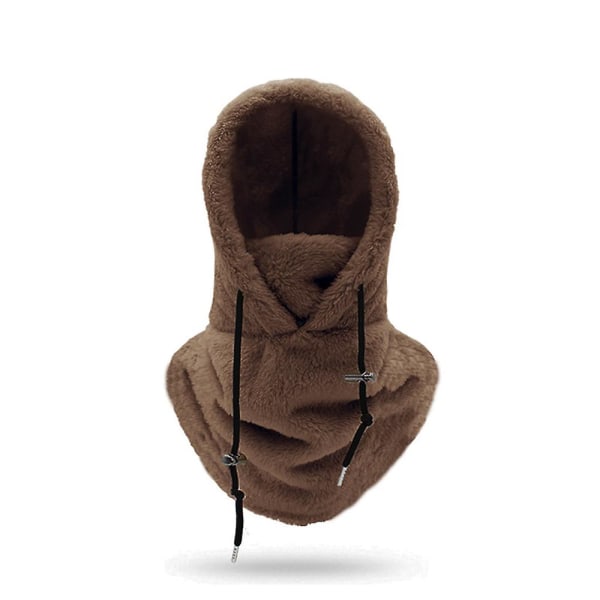 Sherpa Hette Ski Mask Vinter Varm Balaclava Kaldt Vær Vindtett Justerbar Fleece Hette Deksel Lue Cap Skjerf For Menn Dame Dark Brown