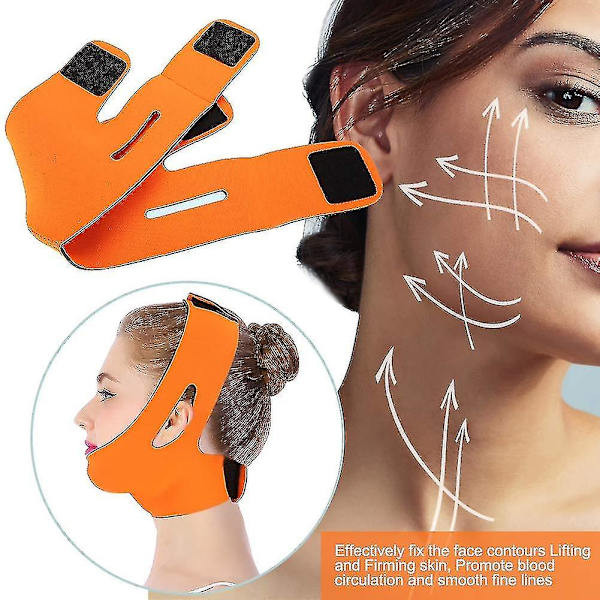 Ansigtsslankende kindmaske, V Face Line bælte Åndbar hageløftning Anti-rynke søvnmaskestrop (orange),elrosa