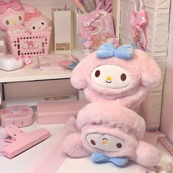 Sanrio Tilbehør Myk plysj ørevarmer Vintervarm øreklokke Anime Kuromi Melodi Kvinner Mote Øreklaff Kuldebeskyttelse Øredeksel Pompom Purin