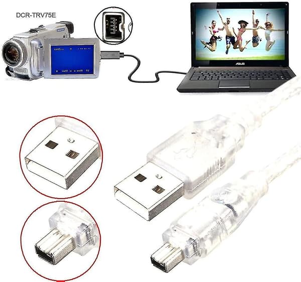 Cy USB Han til Firewire IEEE 1394 4-polet Han iLink Adapterledning Kabel til DCR-TRV75E DV 1m USB Firewire Kabel