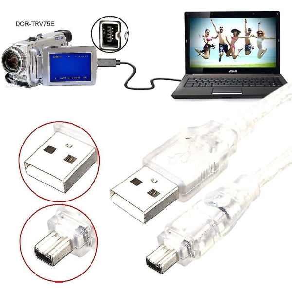 Cy USB -uros Firewire Ieee 1394 4-nastainen uros Ilink-sovitinjohto kaapeli Dcr-trv75e Dv 1m USB Firewire-kaapelille