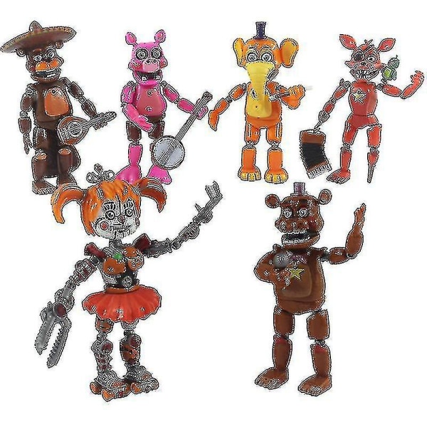 6st/ set Fem nätter på Freddy Pizzeria Simulator Action Figur Toy Bonnie Foxy