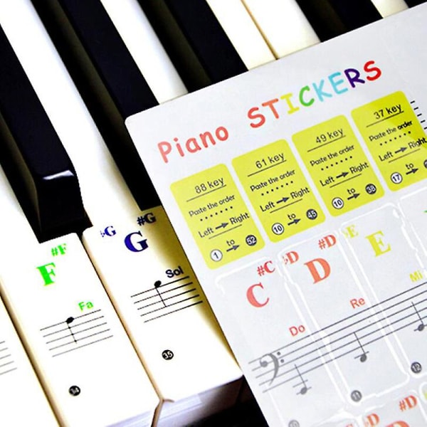 Pianoklistermärken för barn Färgglada transparenta klaviaturklistermärken i full set