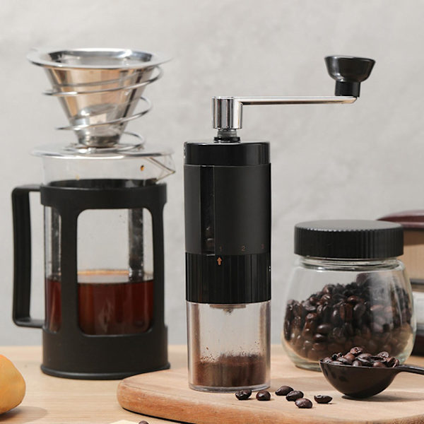 90ML Manuell Kvern for Kaffe med Håndtak, Klar Synlig, Bærbar Håndkvern for Kaffe, Reisekvern for Kaffe Bønner, Perfekt Gave for Kaffeelskere