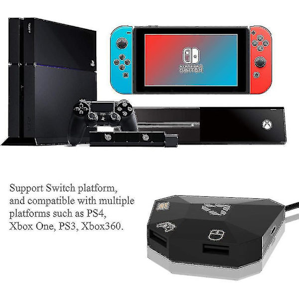 Tastatur- og museadapter for Nintendo Switch/ PS4/ PS3/ Xbox One/ Xbox 360 Konverter
