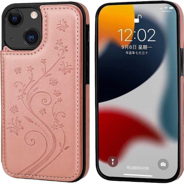 iPhone 13 Mini Støtsikkert Deksel Kortholder 3-ROMS Flippr V2 Roségull (PA)