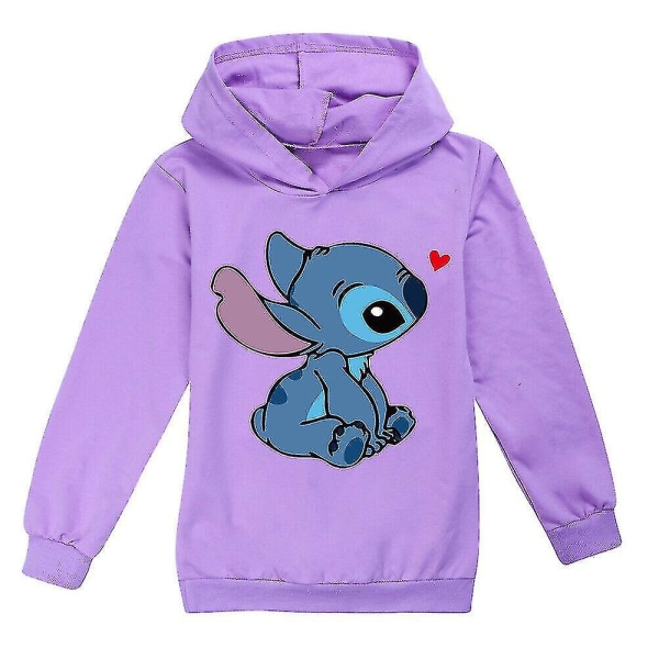 Børn Drenge Piger Lilo And Stitch Hættetrøjer Toppe Langærmet Hættetrøje Pullover Hættetrøje Gaver Purple 7-8 Years