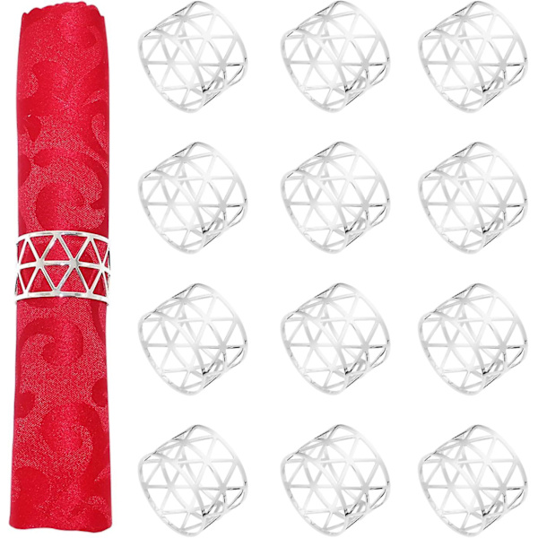 Hule Serviettringer, Gull Serviettringer Sett, Delikat Serviettringer Bulk For Bryllup Bursdagsfest Bankett Dekor Silver 12pcs