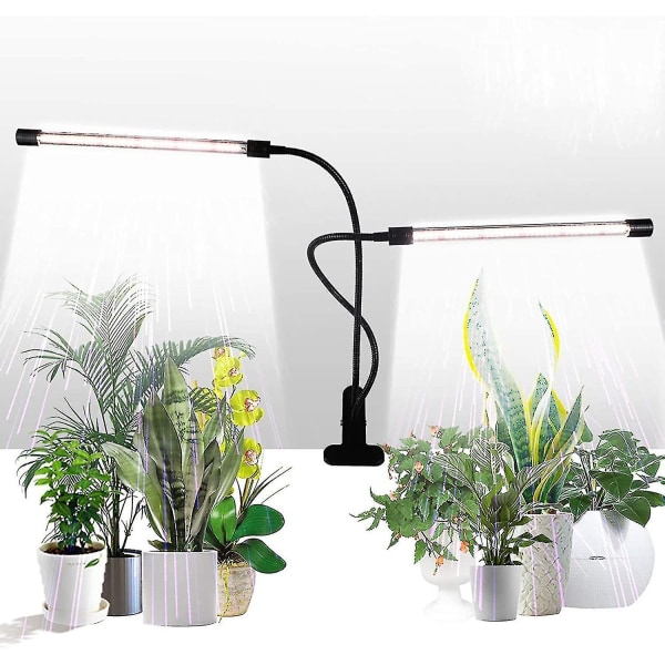 Vokselys, sollys Hvit 50w 84 LED-plantelys med to hodeklips, 4/8/12 timers timer og 5 dimbare nivåer