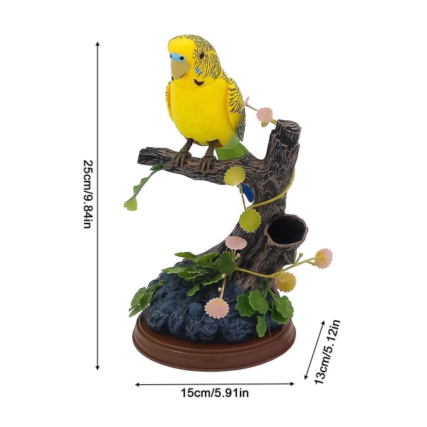 Talende papegøjelegetøj, bevægende næb og hale | Lydaktiveret og batteridrevet realistisk parakit 513GH