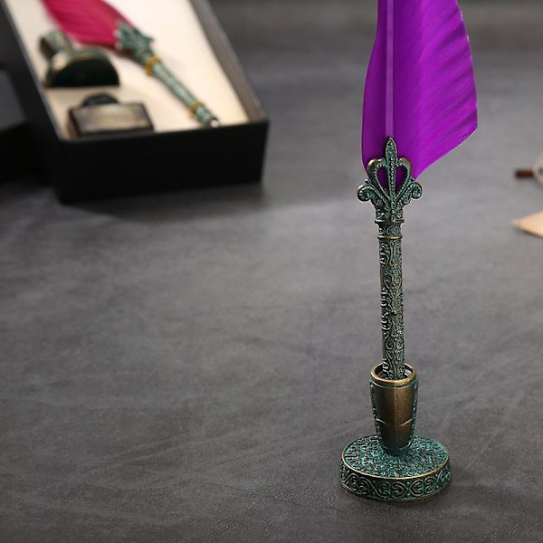 Europæisk Vintage Fjerpen Sæt Gaveæske Harry Potter Fjerpen Sæt Gotisk Krop Dip Blækpen PURPLE