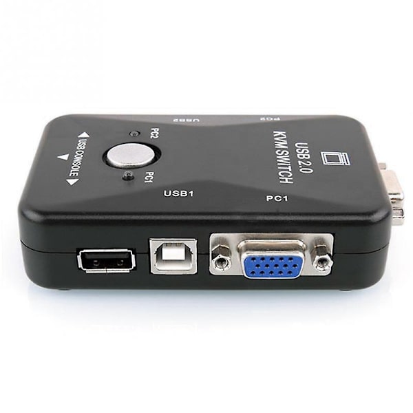 KVM-switch 2 Portar VGA Switch USB 2.0 KVM Mus Switch Tangentbord 1920x1080 Box Delningsswitch VGA S
