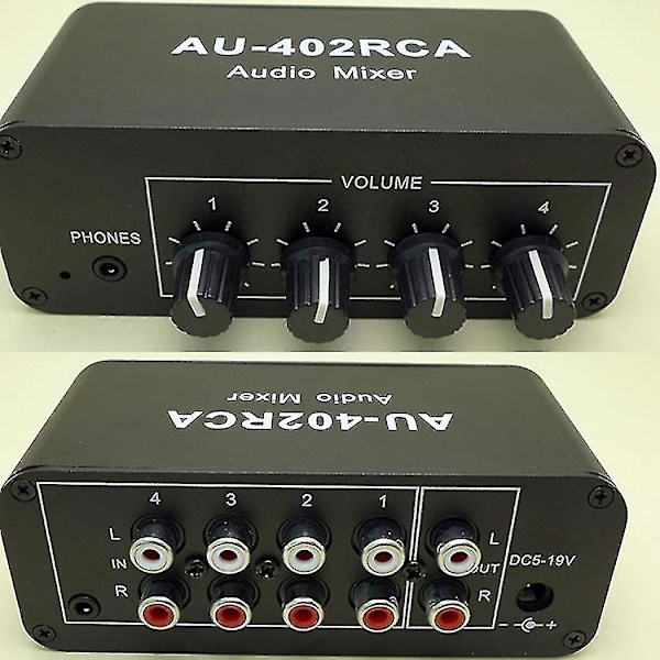 Multi-kilde Rca Mixer Stereo Audio Reverberator Audio Switch Switcher 4 Input 2 Output Driver Head