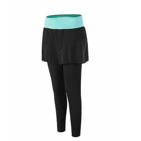 Kjol Legging för kvinnor, Yoga Legging med kjolar & dam Tennis Leggings Klädfickor BULE Small