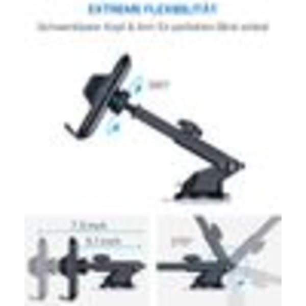3-i-1 Mobilholder for Bil, Mobilholder Luftventil & Sugekopp, Universell Bilholder, Smartphoneholder