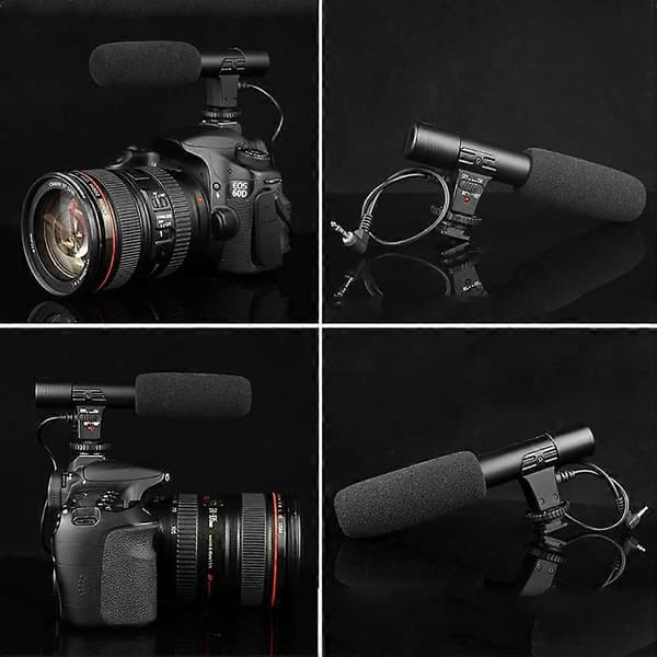 MIC-01 Professionelt Kamera DV 3,5 mm Eksternt Interview Stereo Mikrofon Mic