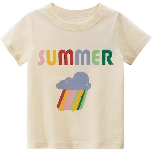 Sommerkomfortabel Dejlig kortærmet tegneserie bomulds T-shirt til småbørn
