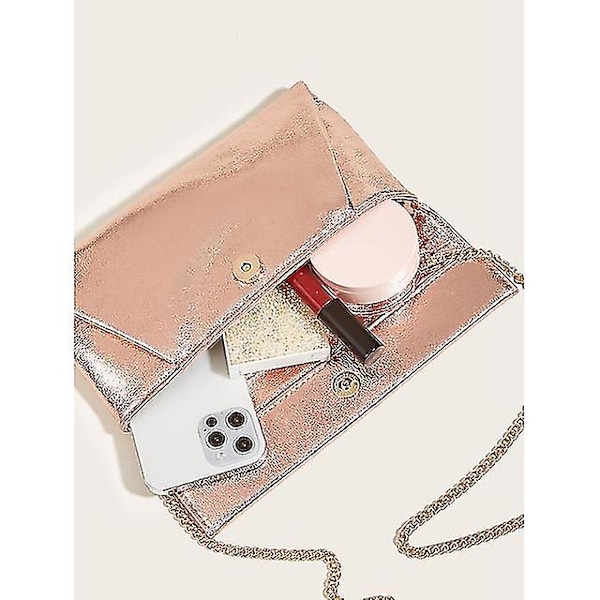 Dame Clutch Aften Taske Pu Læder Fest Aften Daglig Date Metallisk Rosaguld Rose Gold