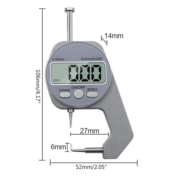 0,01 mm Digital Tykkelsesmåler Elektronisk Mikrometer 0-10 mm Rækkevidde Legering