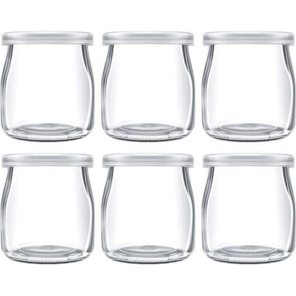 200 ml Yoghurtpudding Glasburkar med Plastlock Mini Kopp Små Glasflaskor (6)