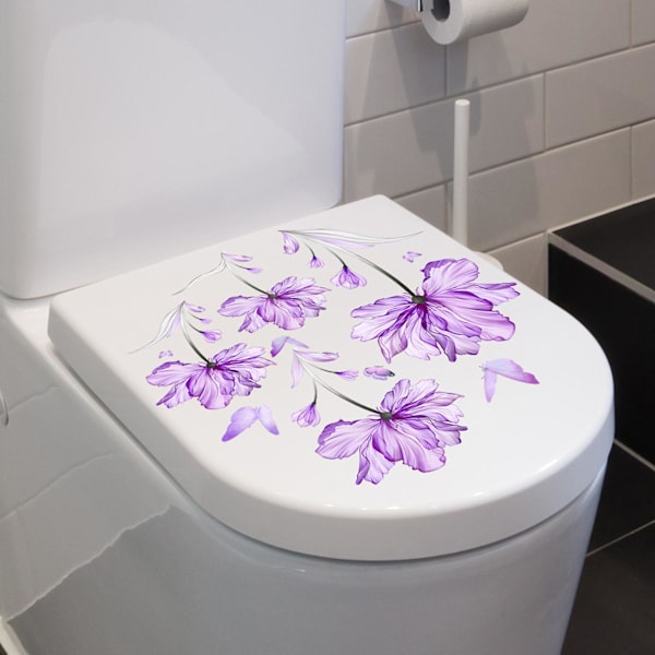 Toalettstickers med Levande Färger Blommönster Långvarig Vattentät PVC Väggdekaler för Hembadrum