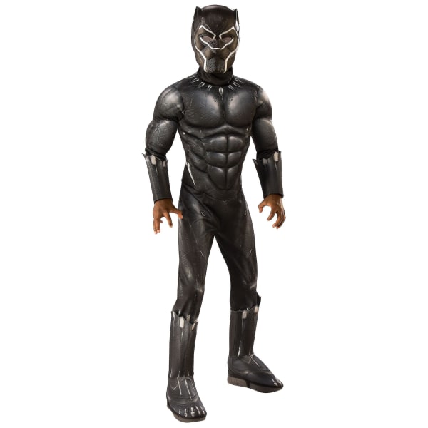 2023 Black Muscle Jumpsuit Panther Kostume Til Børn Dyr Super Leopard Halloween Barn Purim Carnival Cosplay M