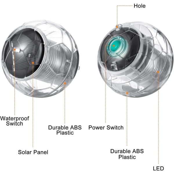 2 pakke flydende solar pool lys Led-belysning Automatisk farveskiftende vandtæt kugle solcellelampe til havedam, pool, dam, udendørs, festdekoration